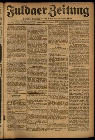Ausgabe vom Donnerstag, den 20. Januar 1921.