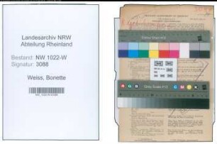 Entnazifizierung Bonette Weiss , geb. 01.07.1904 (Kontoristin)