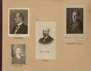 Bl. 26: Fotografien der Mathematiker Alfred Pringsheim, Oskar Bolza und Wilhelm Wirtinger sowie des Verlegers Alfred Ackermann (Teubner), 1920 - 1922