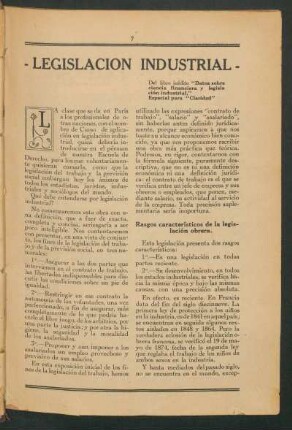 Legislación industrial : Del libro inédito "Datos sobre ciencia financiera y legislación industrial."