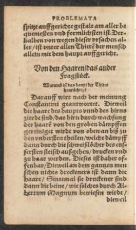 Von den Haaren/ das ander Fragstück.