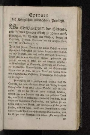 Extract des Königlichen Allerhöchsten Privilegii.