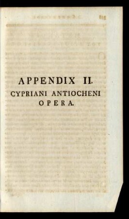 Appendix II. Cypriani Antiocheni Opera