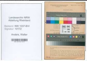 Entnazifizierung Walter Anders , geb. 01.08.1904 (Angestellter)