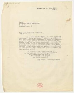 Brief an Moriz Rosenthal : 21.06.1929