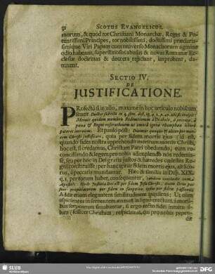 Sectio IV. De Justificatione
