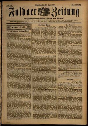 Erste Ausgabe vom Samstag, den 10. Juli 1897.