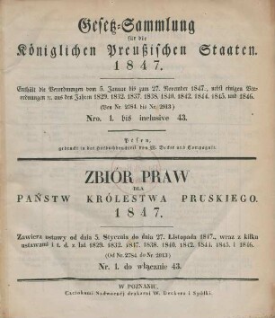 1847: Gesetzsammlung für die Königlichen Preußischen Staaten