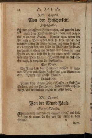 XIV. Capitel. Von der Heischerkeit. - XXXVIII. Capitel. Von der rothen Ruhr und Durchlauf.