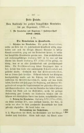 Dritte Periode. Vom Ausbruche der großen Gegenwart, 1789-X