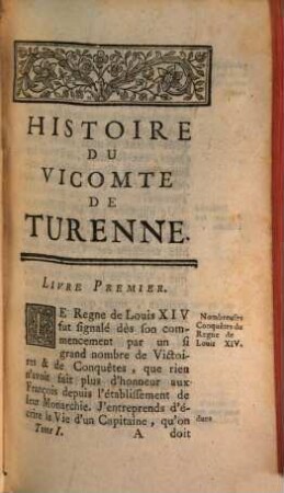 Histoire Du Vicomte De Turenne, 1