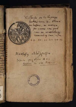 Exlibris Stadtbibliothek Nürnberg mit dem Wappen des Kirchenpflegers Lukas Friedrich Behaim von Schwarzbach