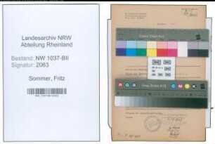 Entnazifizierung Fritz Sommer , geb. 02.05.1896 (Kaufmann)
