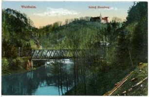 Zschopautal. Blick über die Zschopau zu Schloss Ehrenberg