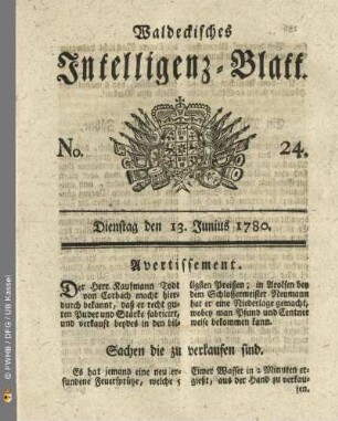 No. 24, Dienstag den 13. Junius 1780