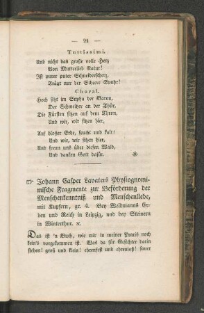 Johann Caspar Lavaters Physiognomimische Fragmente zur Beförderung der Menschenkenntniß und Menschenliebe,
