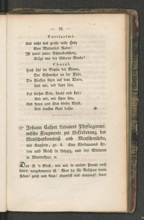 Johann Caspar Lavaters Physiognomimische Fragmente zur Beförderung der Menschenkenntniß und Menschenliebe,