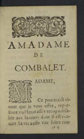 A Madame de Combalet.