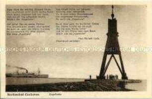 Kugelbake im Nordseebad Cuxhaven, mit Gedicht