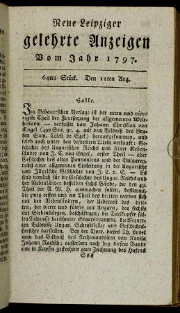 64tes Stück. Den 11ten Aug.