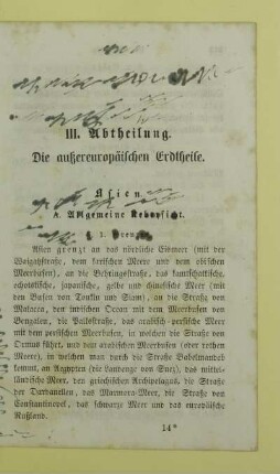 III. Abtheilung. Die außereuropäischen Erdtheile
