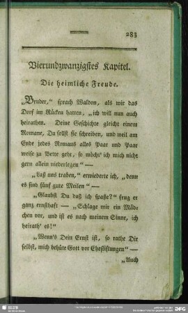 Vierundzwanzigstes Kapitel. Die heimliche Freude