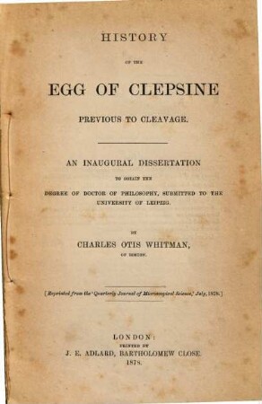 History of the Egg of Clepsine previous to Cleavage