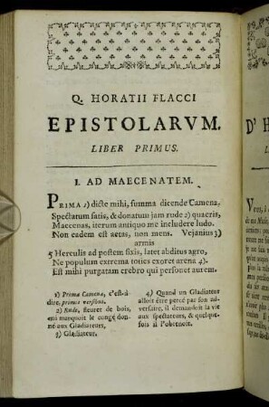 Q. Horatii Flacci Epistolarum. Liber Primus = Epitres D'Horace. Livre Premier