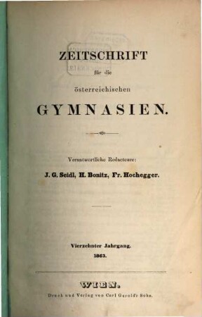 Zeitschrift für die österreichischen Gymnasien, 14. 1863