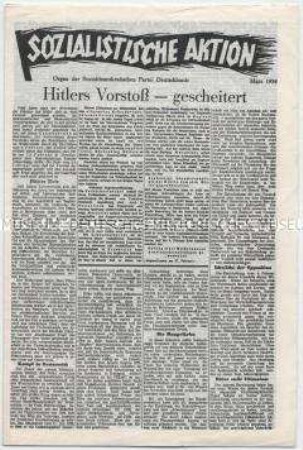 Sozialdemokratisches Exil-Blatt "Sozialistische Aktion" u.a. zum Einmarsch der Wehrmacht in Österreich