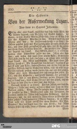 Die Historia von der Auferweckung Lazari