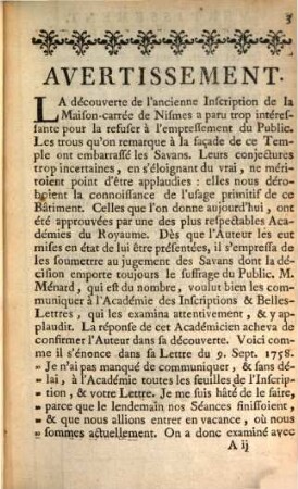 Dissertation sur l'ancienne inscription de la maison-carrée de Nismes