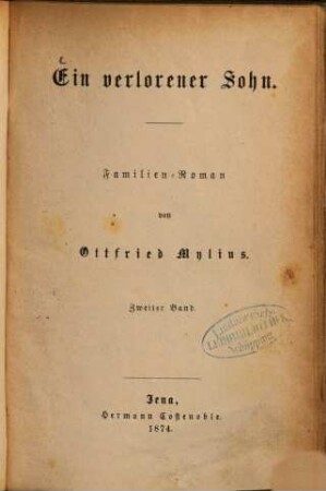 Ein verlorener Sohn : Familien-Roman von Ottfried Mylius, 2