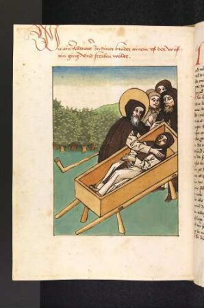 Der Altvater Mucius begräbt den Jüngling, der sterben wollte; (Patermutius)