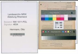 Entnazifizierung Otto Herrmann , geb. 21.01.1890 (Polizeianwaerter)