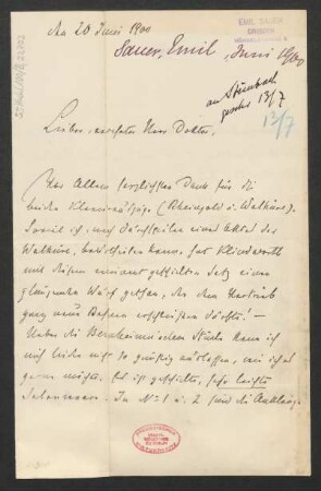 Brief an B. Schott's Söhne : 26.06.1900