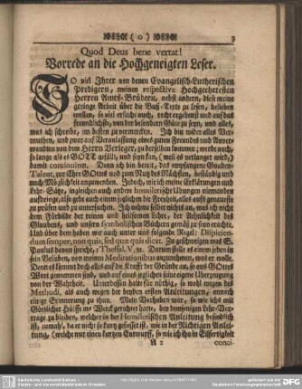 Quod Deus bene vertat! Vorrede an den Hochgeneigten Leser