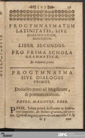 Ex volumine primo.