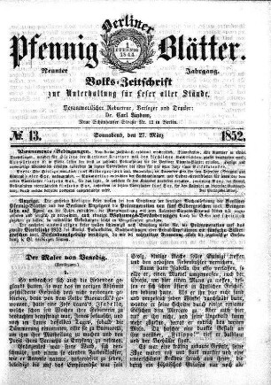 No. 13, Sonnabend, den 27. März