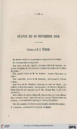 Séance du 18 novembre 1859