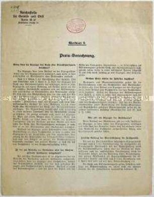 Merkblatt der Reichsstelle für Gemüse und Obst zur Preisgestaltung