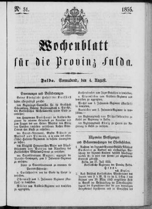 Nr. 31, Ausgabe vom 4. August 1855