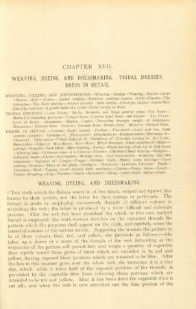 Chapter XVII. Weaving, dyeing, and dressmaking. Tribal dresses. Dress in detail