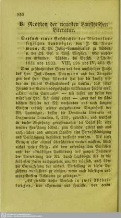 B. Revision der neuesten Lausitzischen Literatur