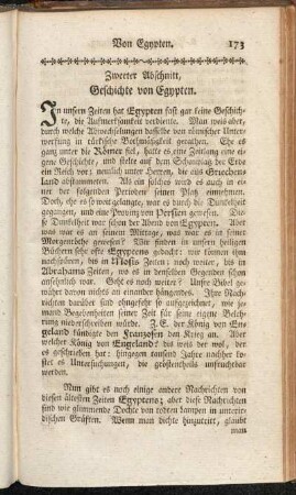 Zweeter Abschnitt, Geschichte von Egypten.