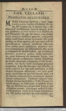 Chr. Cellarii Praefatio Ad Lectorem