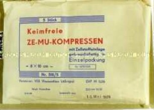 Keimfreie ZE-MU-KOMPRESSEN in Verpackung
