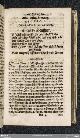 Am 1. Oster-Feyertag
