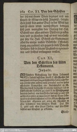 Cap. XI. Von den Schriften des Alten Testaments