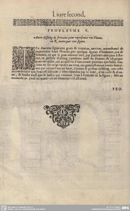 PROBLESME V. Autre desseing de fontaine pour representer un Fleuve, où Riviere, par une figure.